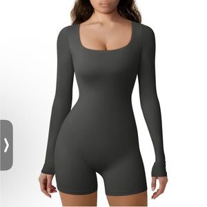 Long sleeve fitted one piece Dark grey